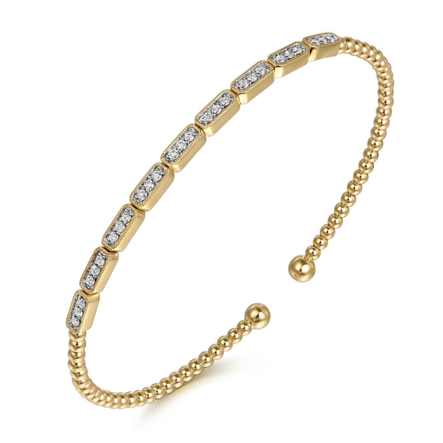 14K Yellow Gold Diamond Bangle Bracelet - 0.25 ct - Shot 2