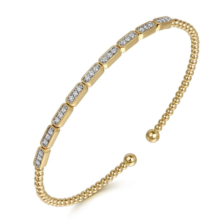 14K Yellow Gold Diamond Bangle Bracelet - 0.25 ct - Shot 2