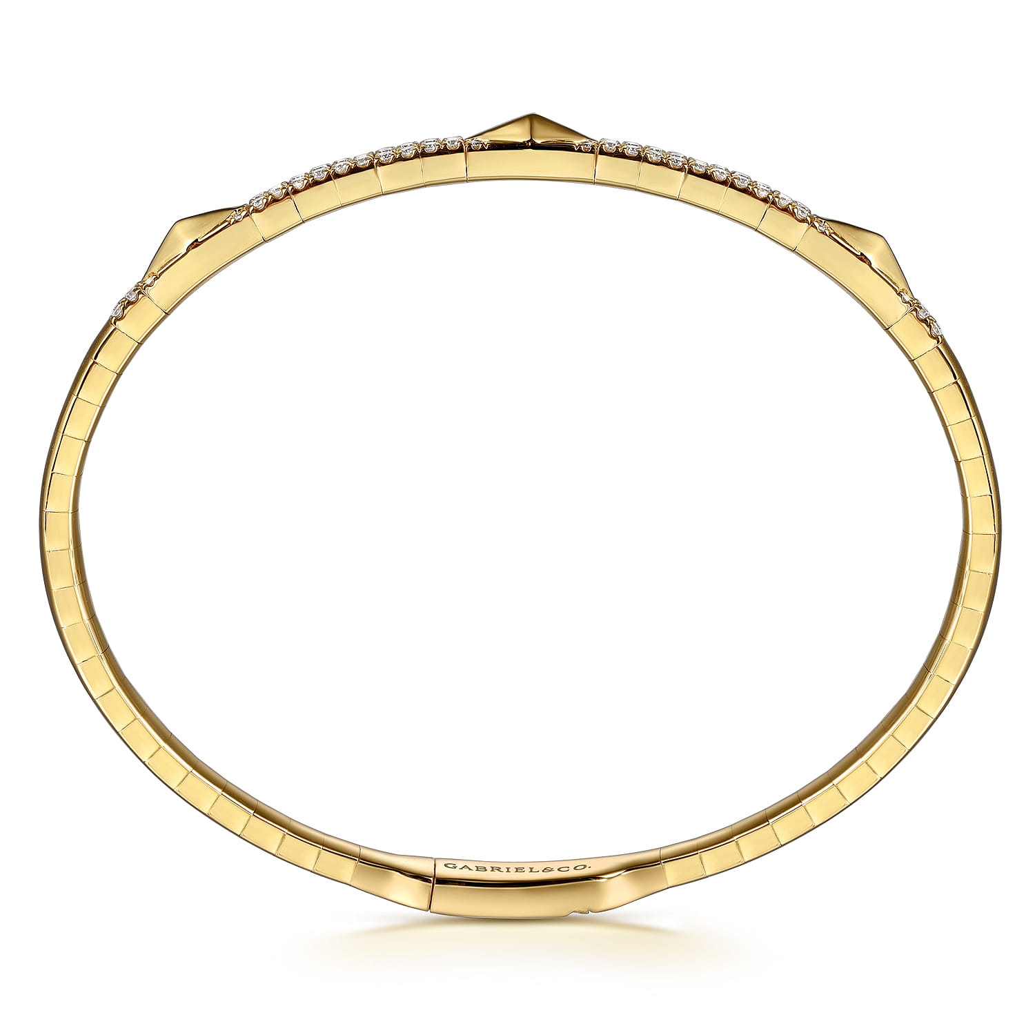 14K Yellow Gold Diamond Bangle with Pyramid Rhombus Stations - 0.5 ct - Shot 3