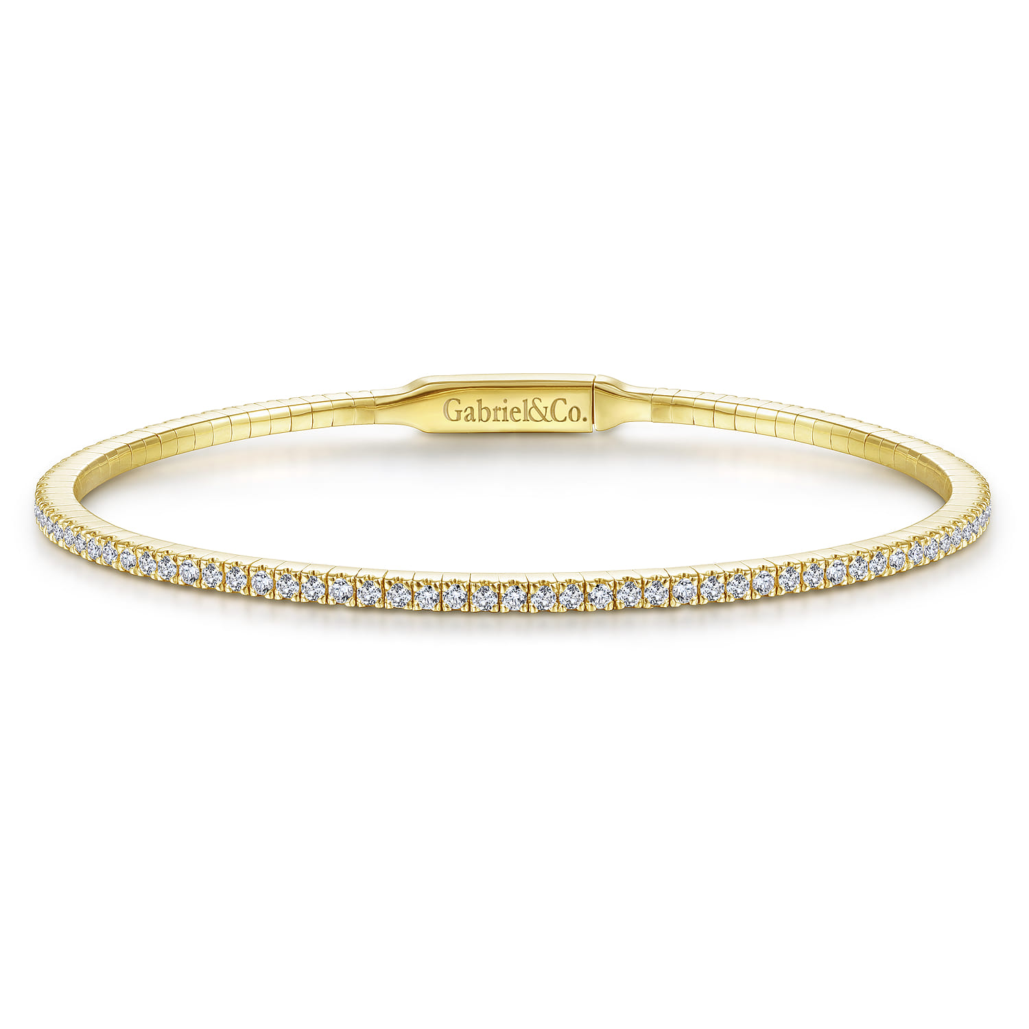 14K Yellow Gold Diamond Bangle - 1.25 ct - Shot 1