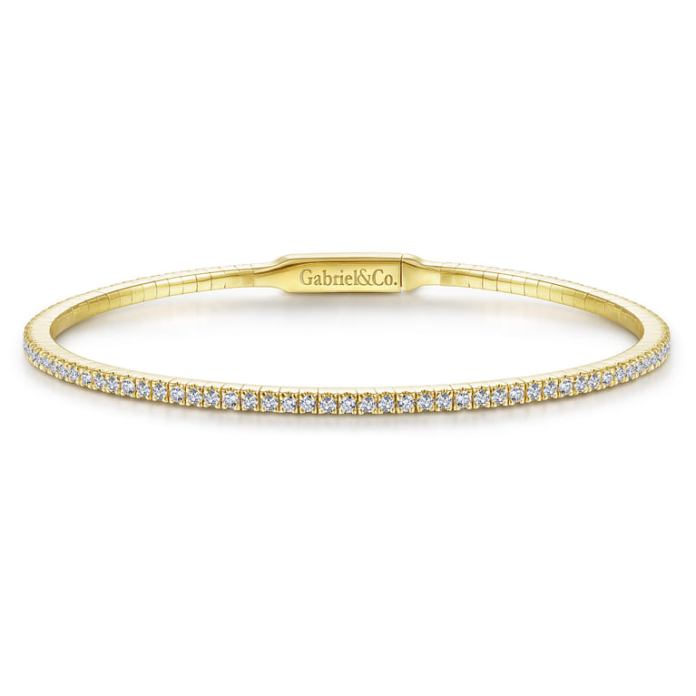 14K Yellow Gold Diamond Bangle - 1.25 ct - Shot 1