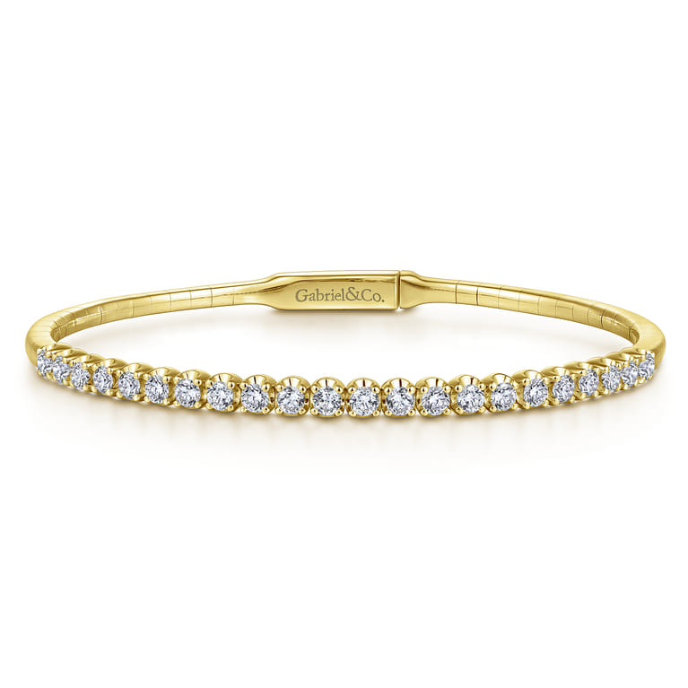 14K Yellow Gold Diamond Bangle - 1.15 ct - Shot 1