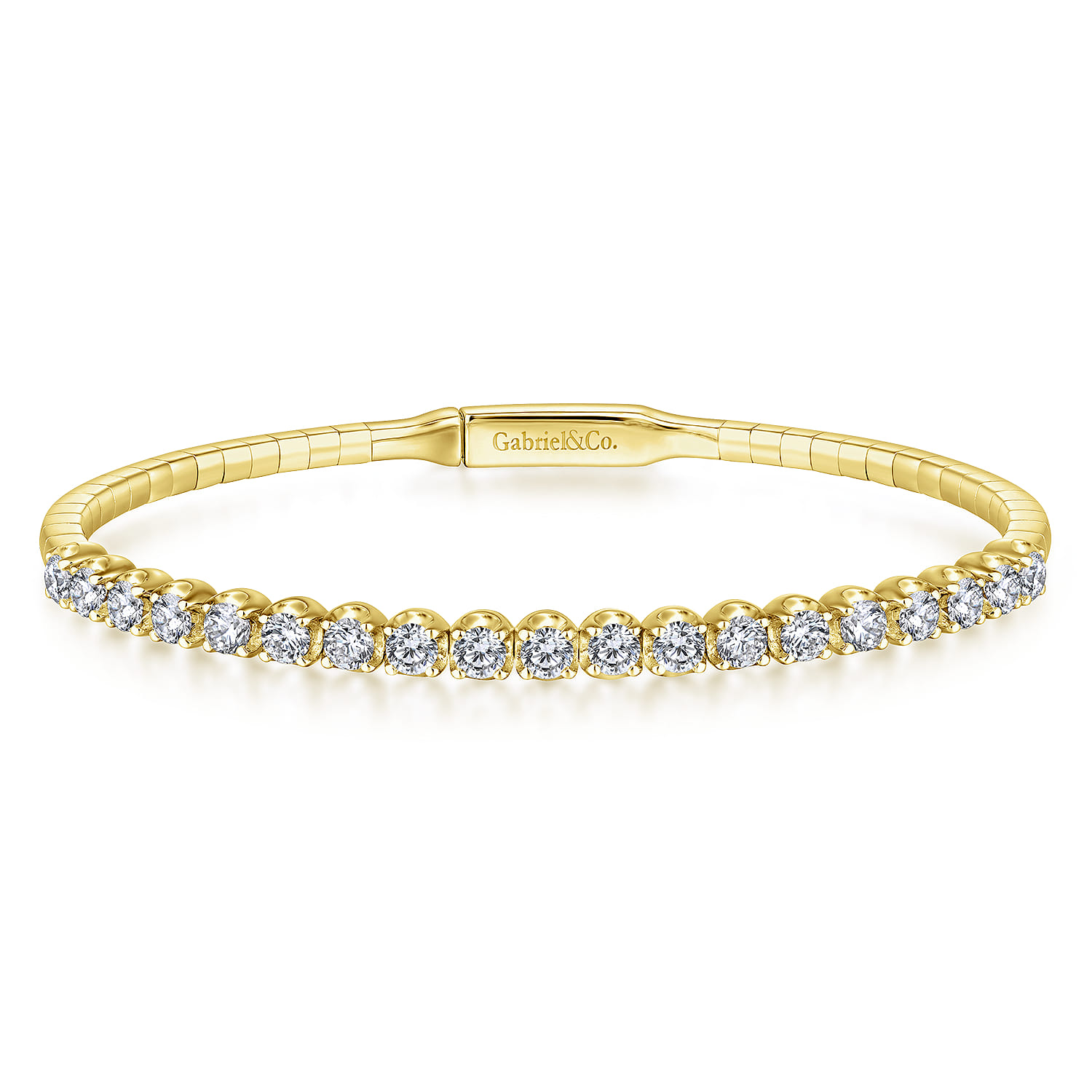 14K Yellow Gold Diamond Bangle - 1.52 ct - Shot 1