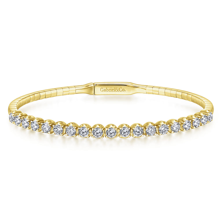 14K Yellow Gold Diamond Bangle - 1.52 ct - Shot 1