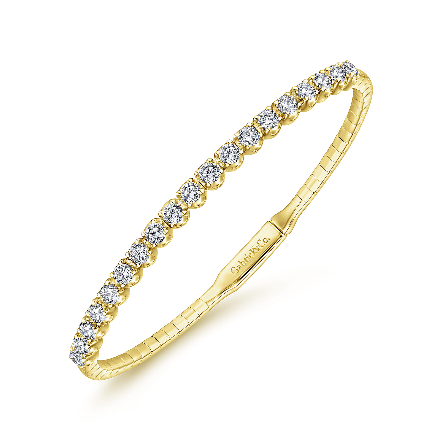 14K Yellow Gold Diamond Bangle - 1.52 ct - Shot 2