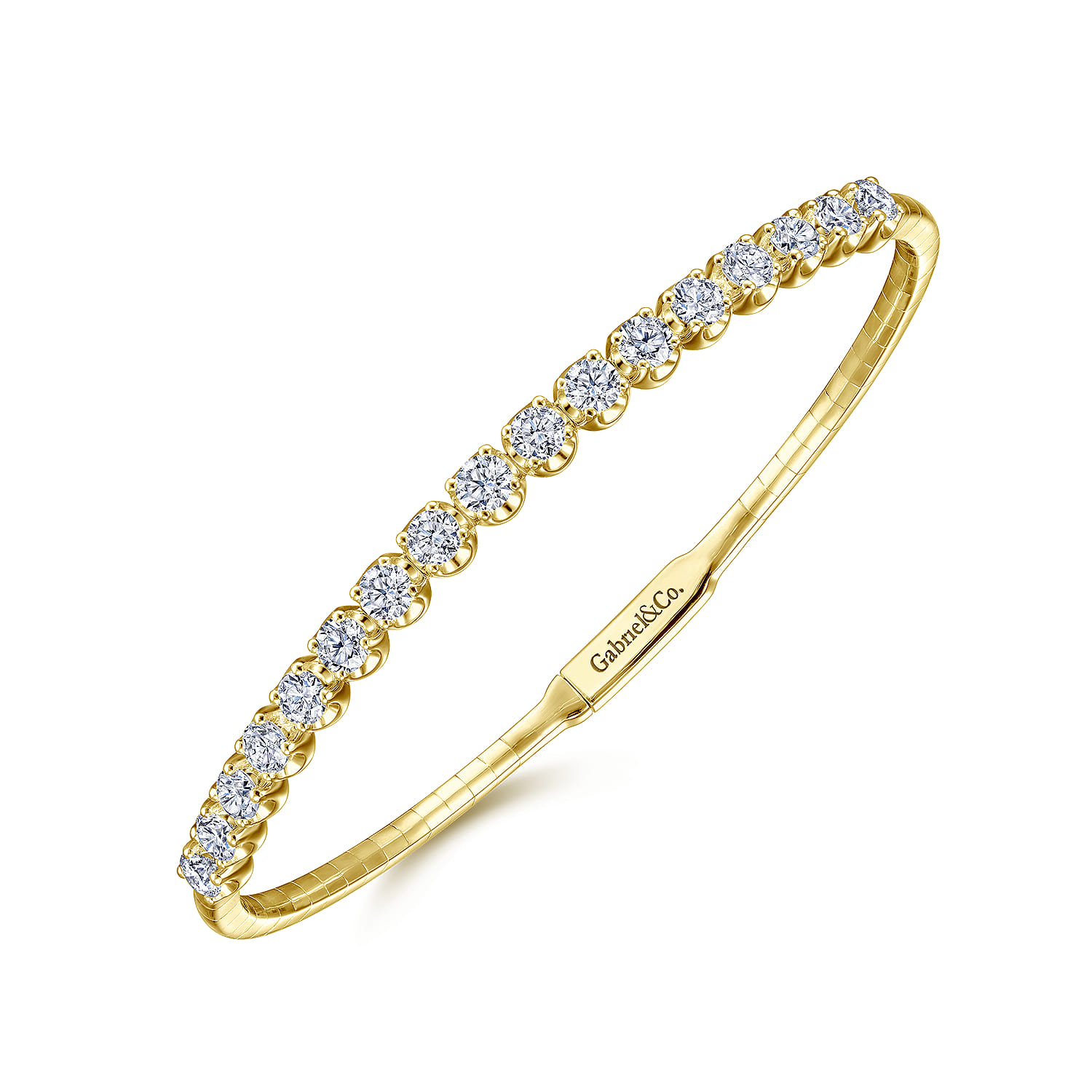 14K Yellow Gold Diamond Bangle - 2 ct - Shot 2