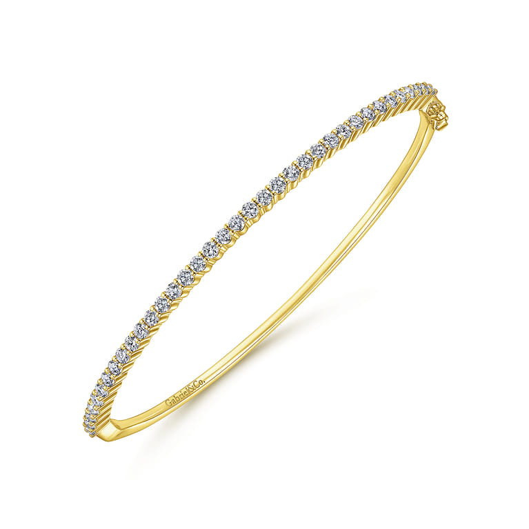 14K Yellow Gold Diamond Bangle - 1.05 ct - Shot 2