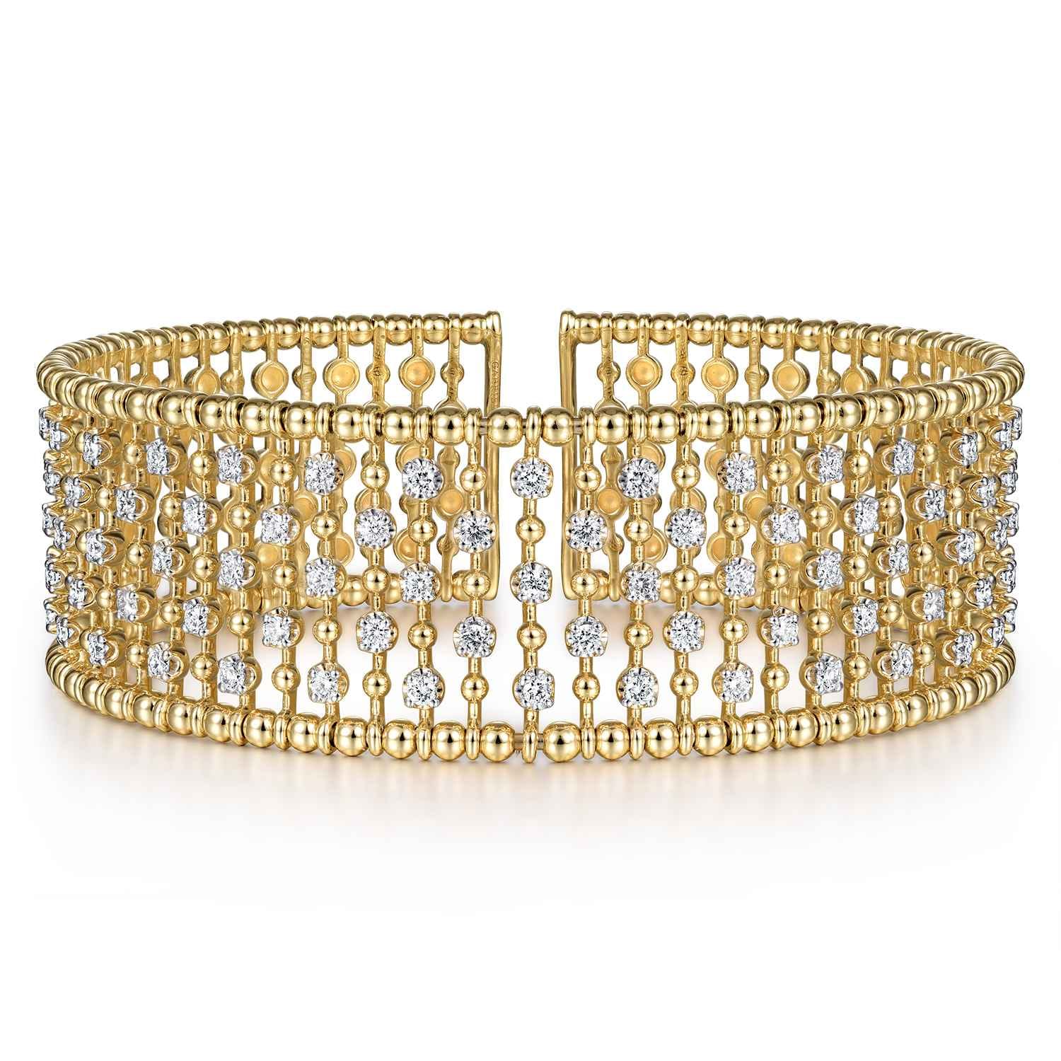 14K Yellow Gold Diamond Bangle - 1.18 ct - Shot 1