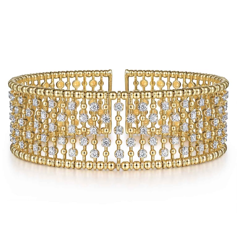 14K Yellow Gold Diamond Bangle - 1.18 ct - Shot 1