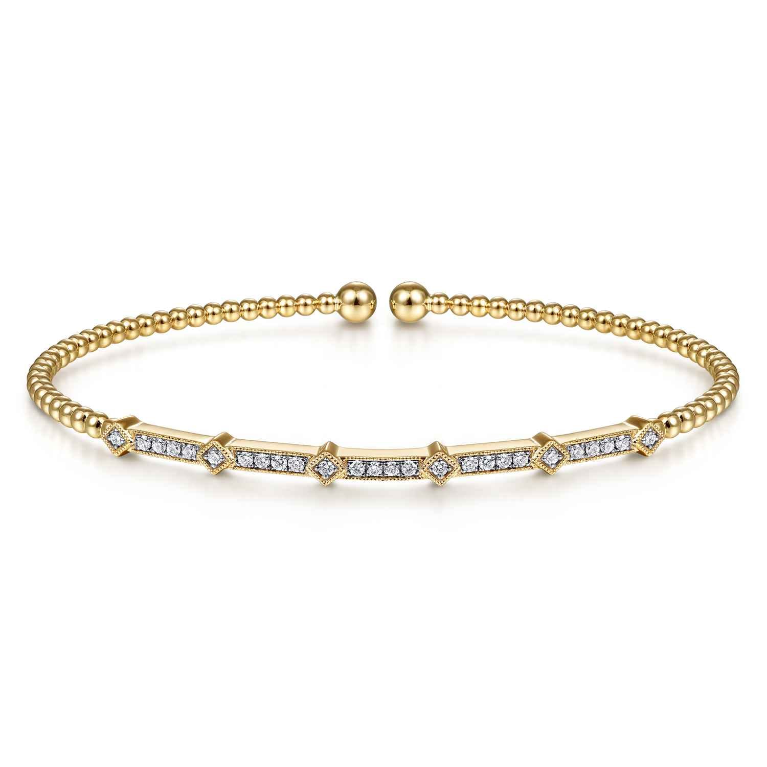 14K Yellow Gold Diamond Bangle - 0.2 ct - Shot 1