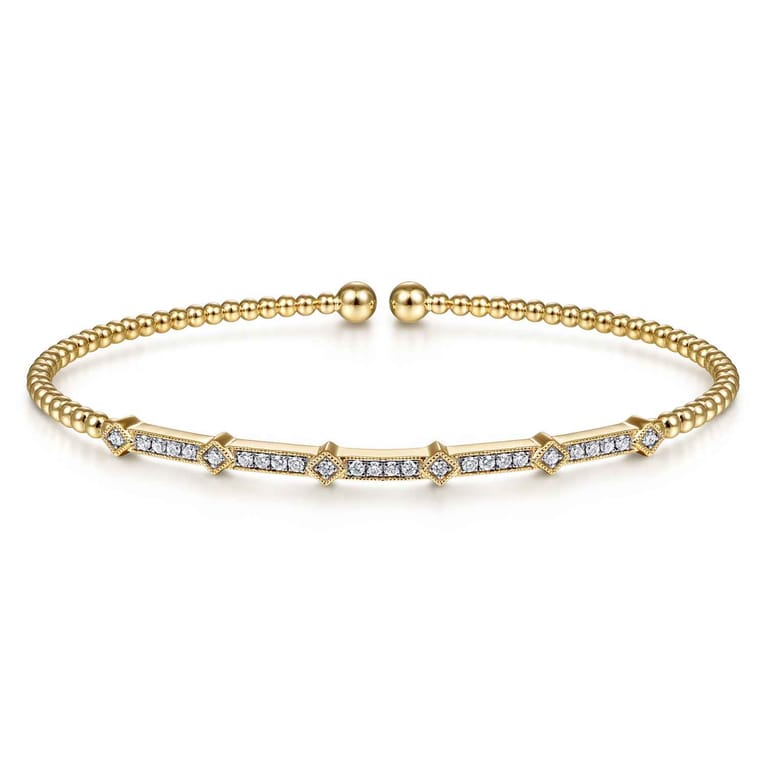 14K Yellow Gold Diamond Bangle - 0.2 ct - Shot 1