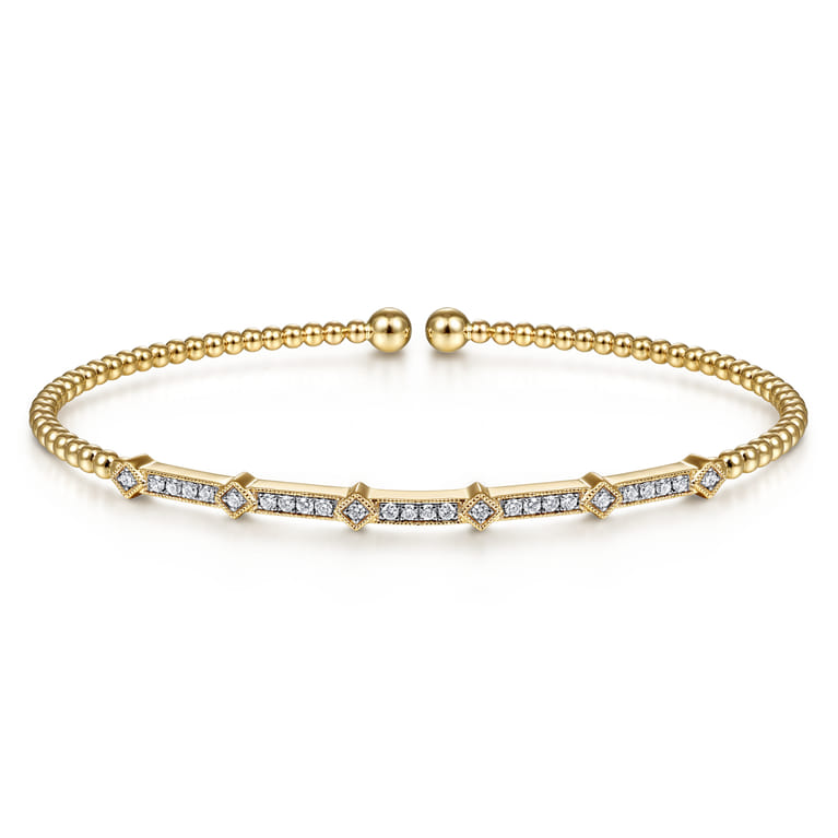 14K Yellow Gold Diamond Bangle - 0.2 ct - Shot 1