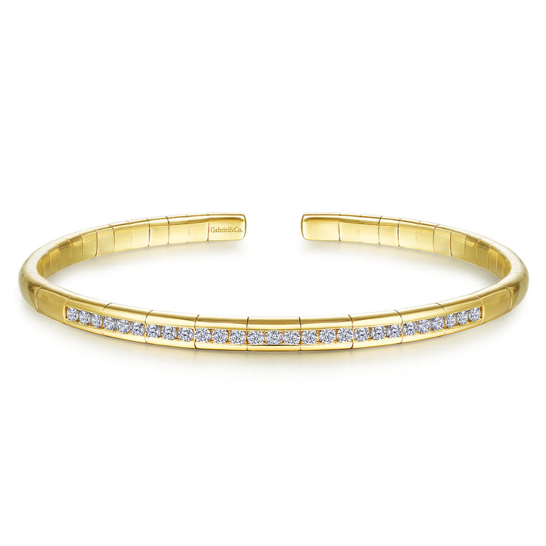 14K Yellow Gold Diamond Bangle - 0.68 ct - Shot 1