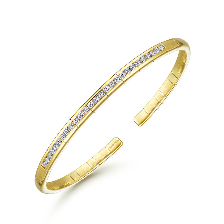 14K Yellow Gold Diamond Bangle - 0.68 ct - Shot 2