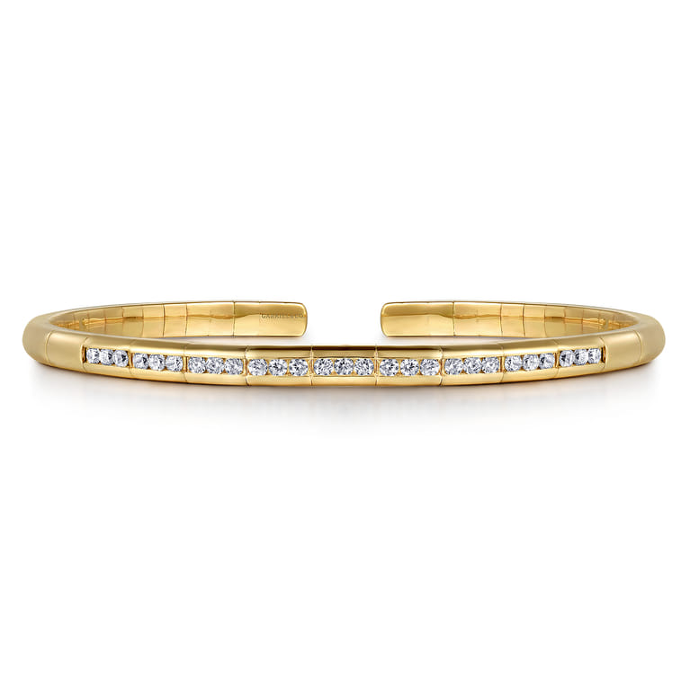 14K Yellow Gold Diamond Bangle - 0.65 ct - Shot 1