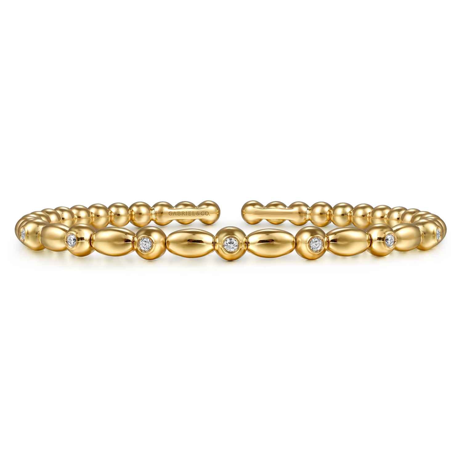 14K Yellow Gold Diamond Bangle - 0.18 ct - Shot 1
