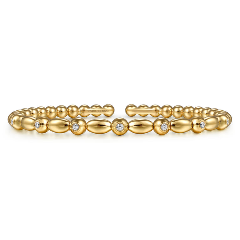 14K Yellow Gold Diamond Bangle - 0.18 ct - Shot 1