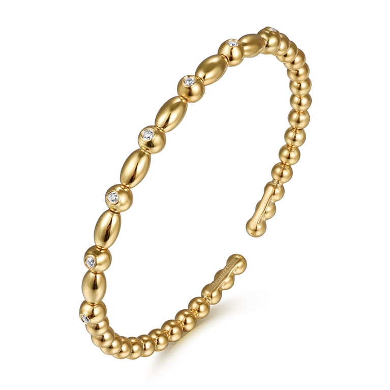 14K Yellow Gold Diamond Bangle - 0.18 ct - Shot 2