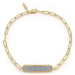 14K Yellow Gold Diamond Bar Chain Bracelet
