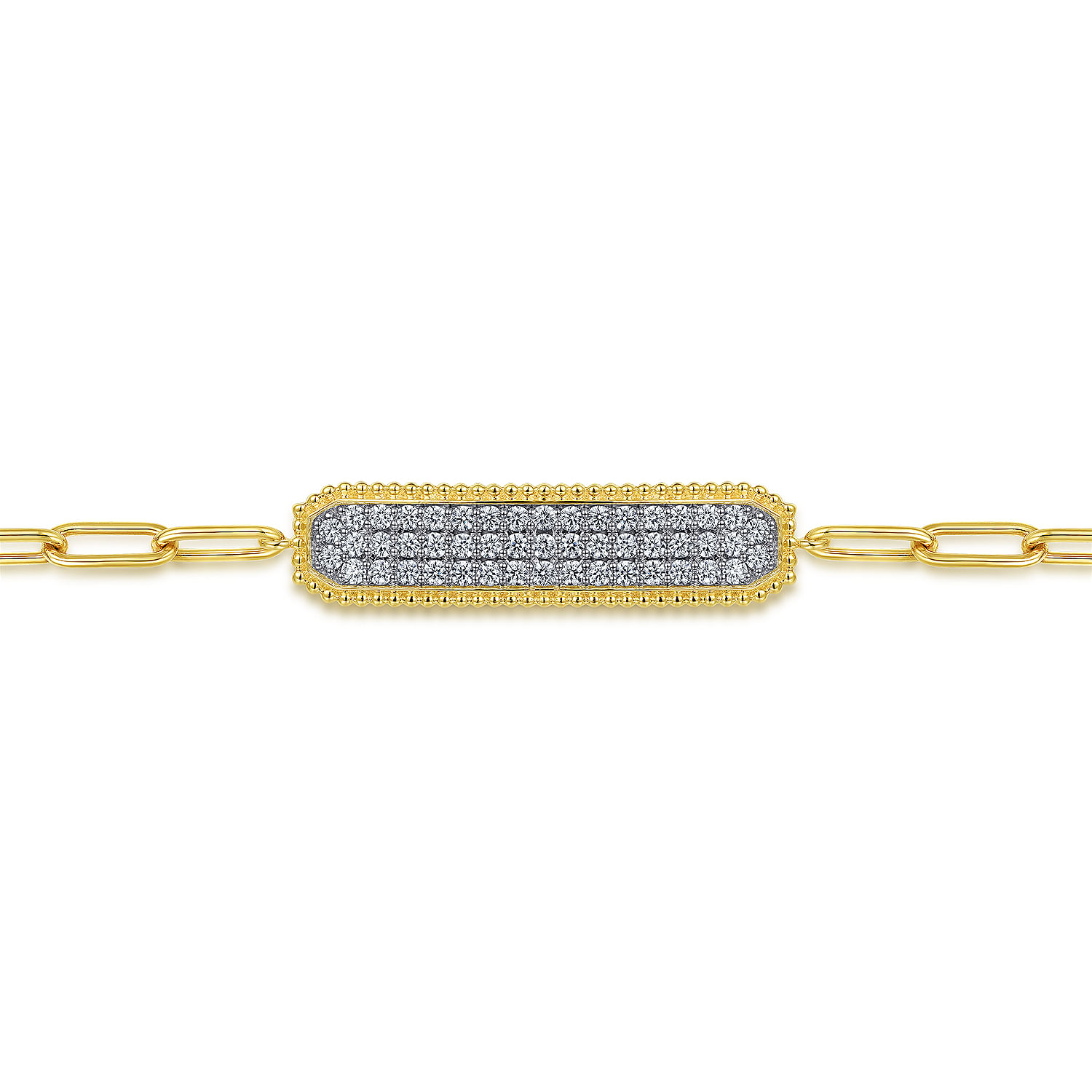 14K Yellow Gold Diamond Bar Chain Bracelet