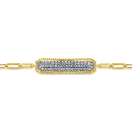 14K Yellow Gold Diamond Bar Chain Bracelet