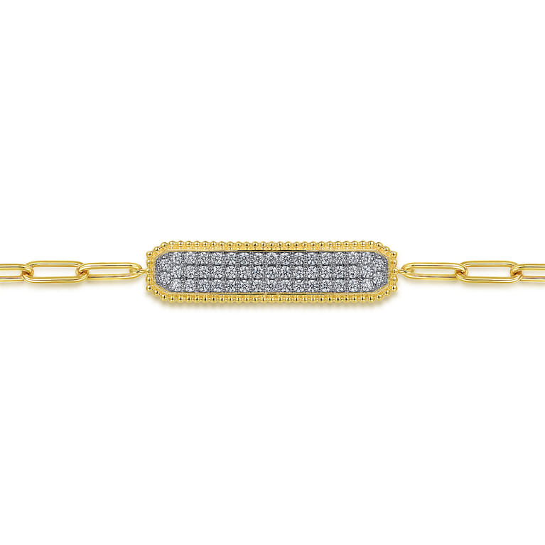 14K Yellow Gold Diamond Bar Chain Bracelet - 0.6 ct - Shot 2