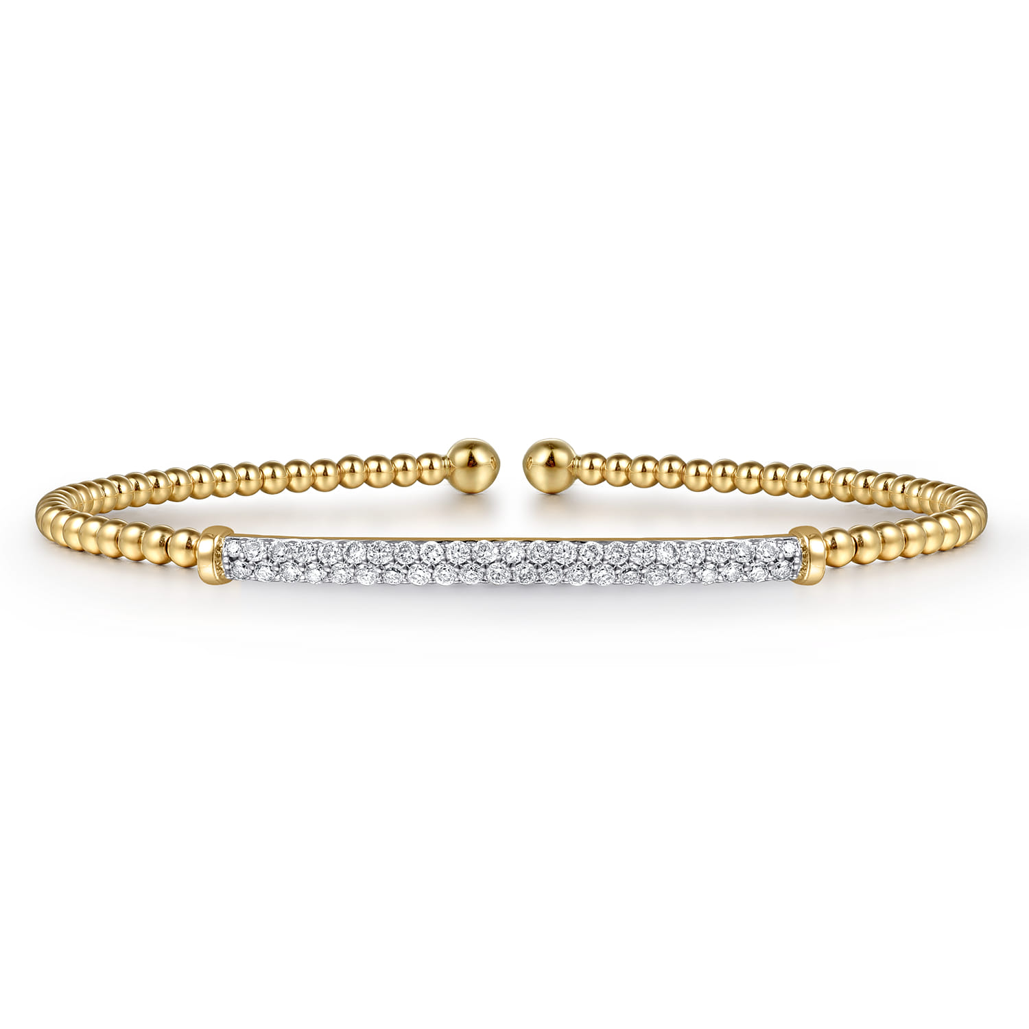 14K Yellow Gold Diamond Bar Cuff Bangle Bracelet- Bujukan - 0.3 ct - Shot 1
