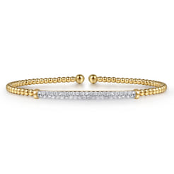 14K Yellow Gold Diamond Bar Cuff Bangle Bracelet- Bujukan