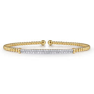 14K Yellow Gold Diamond Bar Cuff Bangle Bracelet- Bujukan