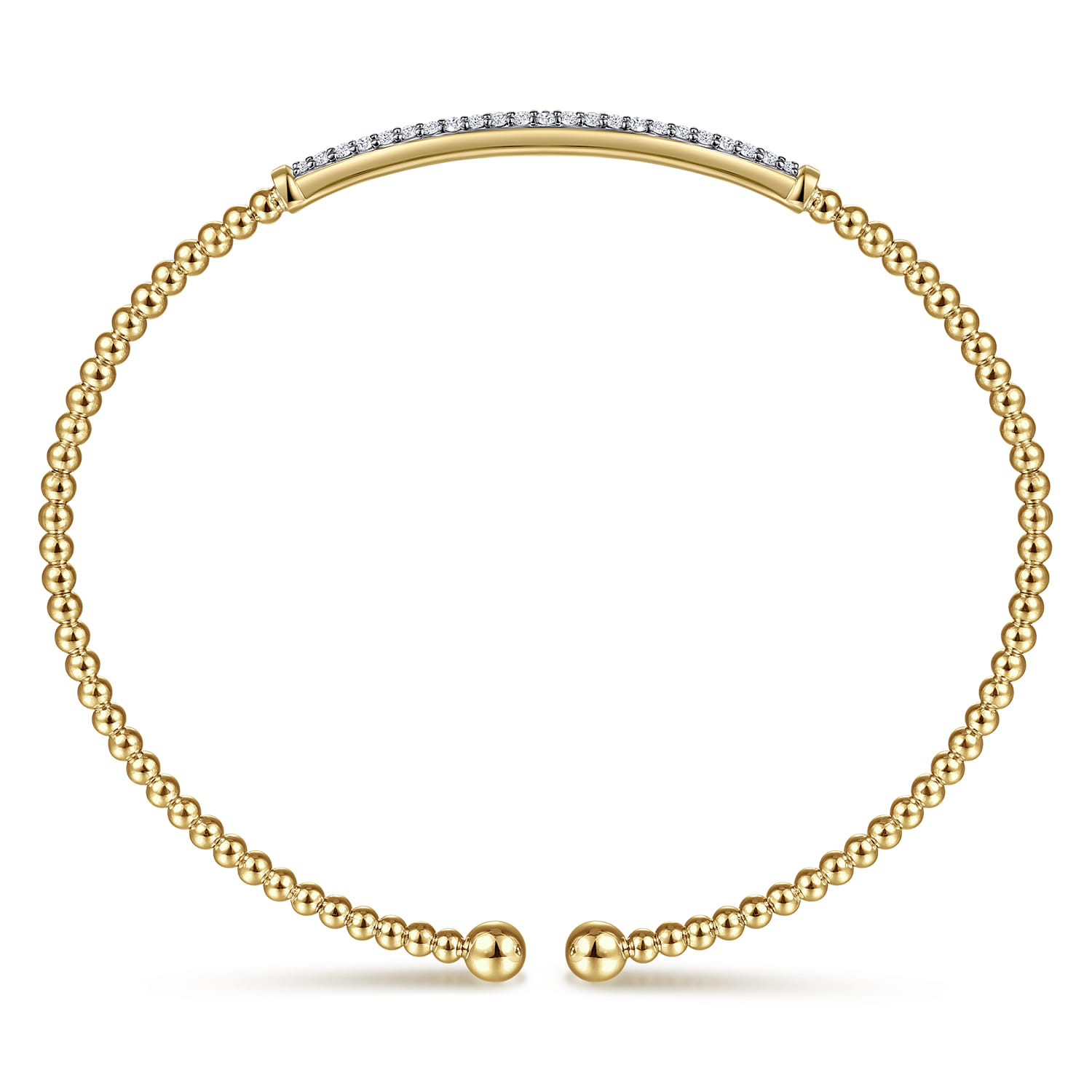 14K Yellow Gold Diamond Bar Cuff Bangle Bracelet- Bujukan - 0.3 ct - Shot 3