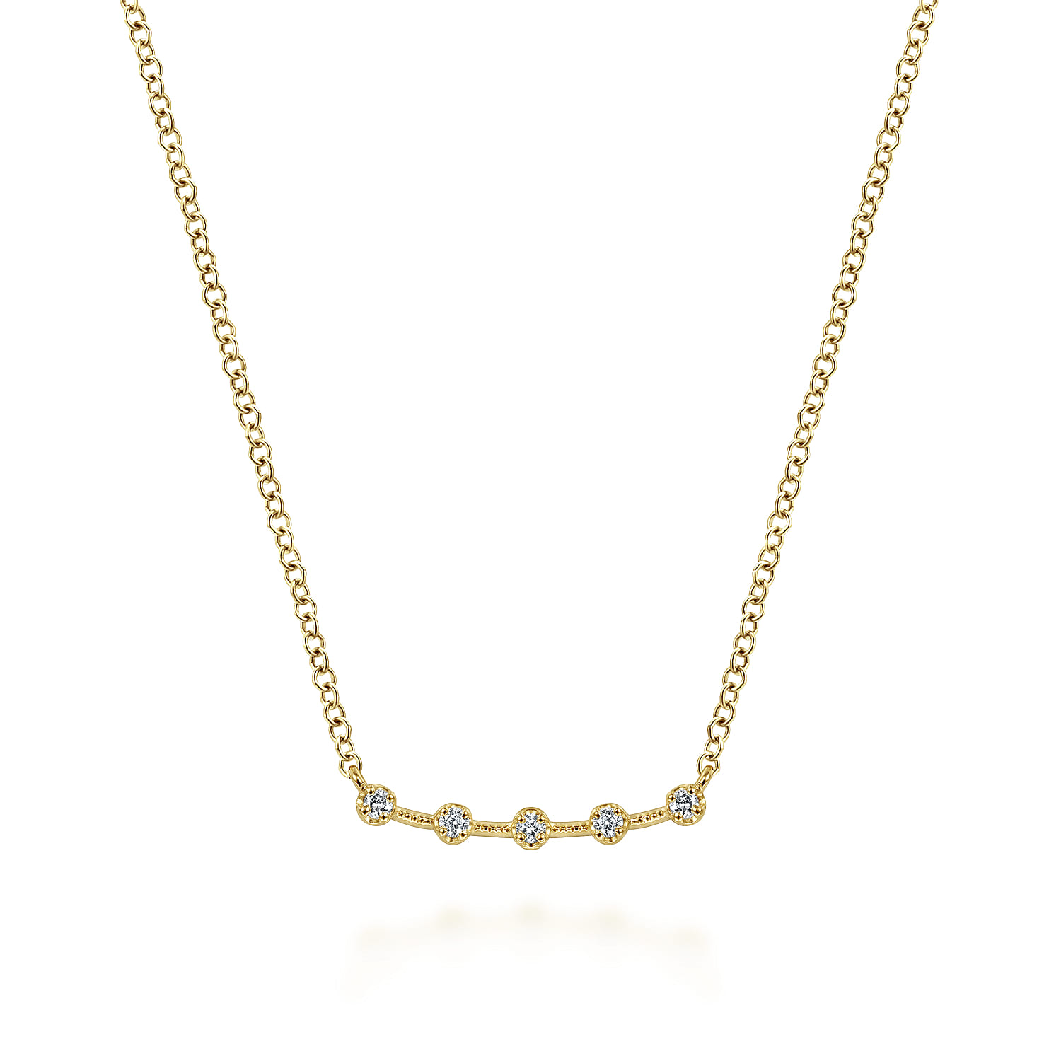14K Yellow Gold Diamond Bar Necklace 0.05ct