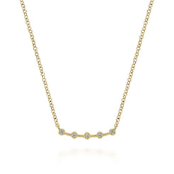 14K Yellow Gold Diamond Bar Necklace 0.05ct