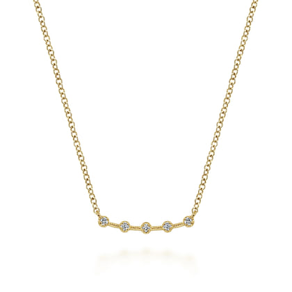 14K Yellow Gold Diamond Bar Necklace 0.05ct