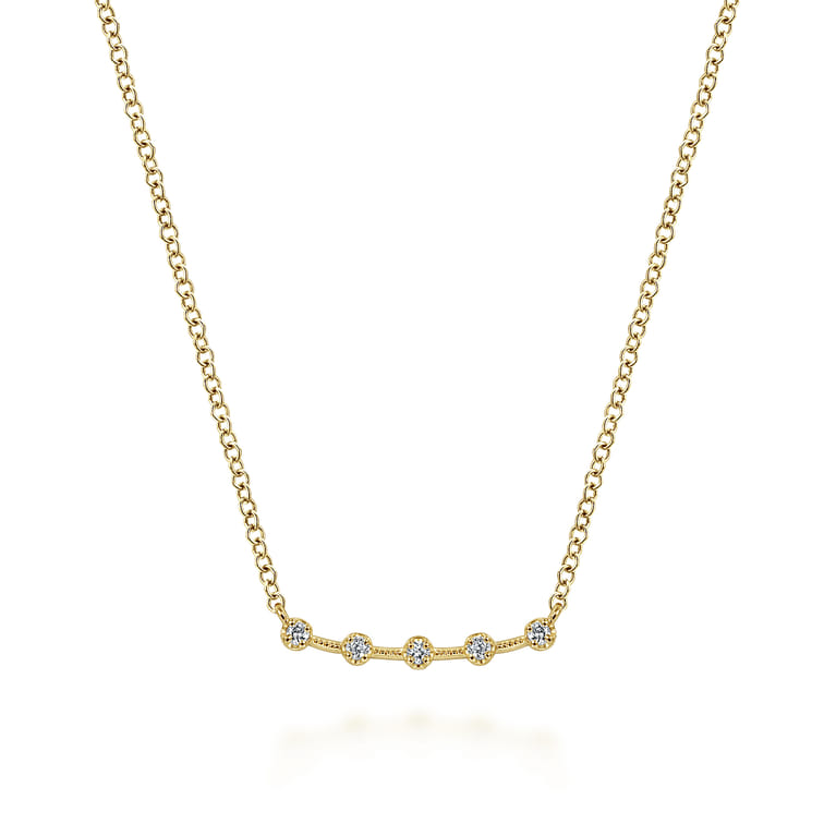 14K Yellow Gold Diamond Bar Necklace 0.05ct - 0.05 ct - Shot 1