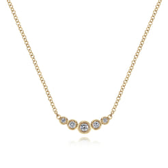 14K Yellow Gold Diamond Bar Necklace 0.1ct