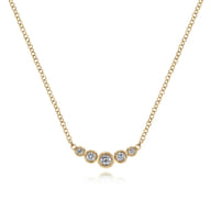14K Yellow Gold Diamond Bar Necklace 0.1ct