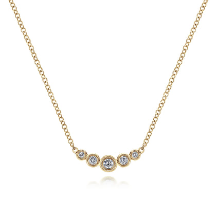 14K Yellow Gold Diamond Bar Necklace 0.1ct