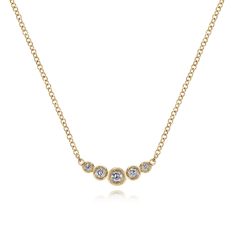 14K Yellow Gold Diamond Bar Necklace 0.1ct - 0.1 ct - Shot 1