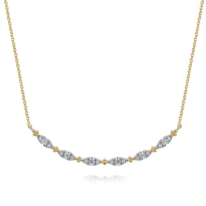 14K Yellow Gold Diamond Bar Necklace-Bujukan