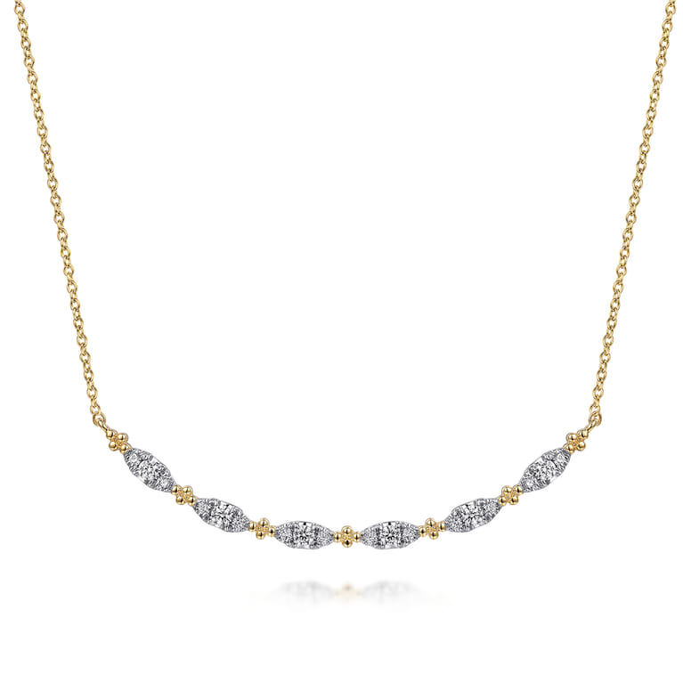 14K Yellow Gold Diamond Bar Necklace-Bujukan - 0.3 ct - Shot 1