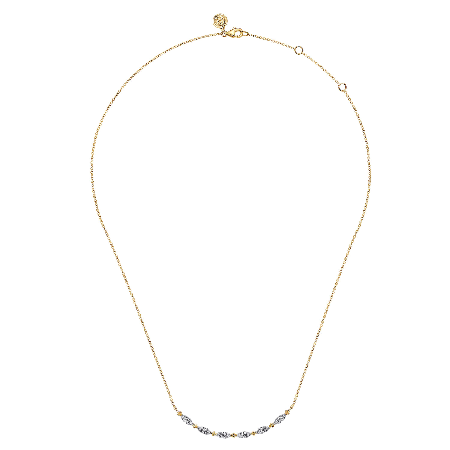 14K Yellow Gold Diamond Bar Necklace-Bujukan