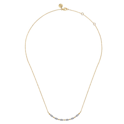14K Yellow Gold Diamond Bar Necklace-Bujukan