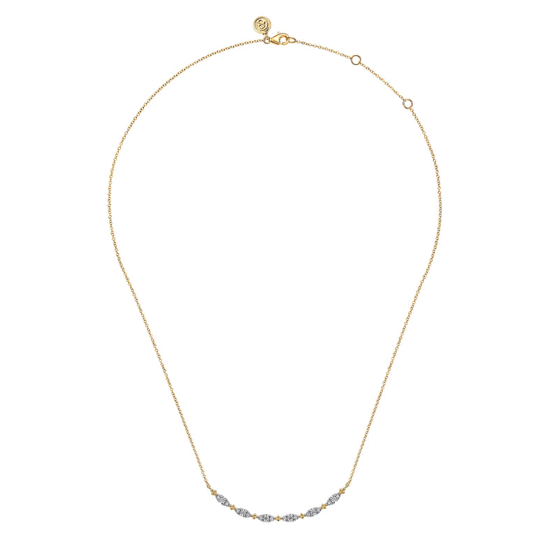 14K Yellow Gold Diamond Bar Necklace-Bujukan - 0.3 ct - Shot 2