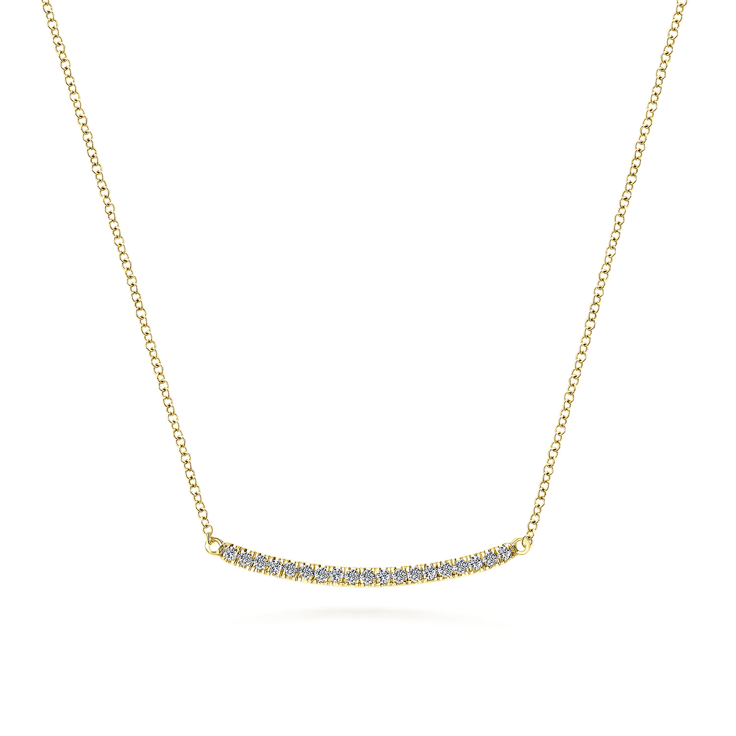 14K Yellow Gold Diamond Bar Necklace - 0.19 ct - Shot 1