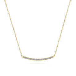 14K Yellow Gold Diamond Bar Necklace