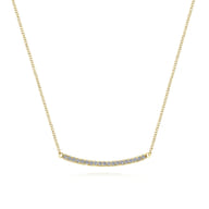 14K Yellow Gold Diamond Bar Necklace