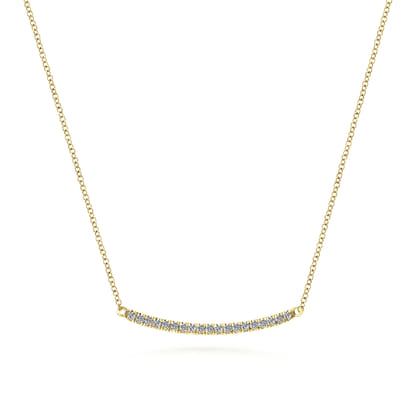 14K Yellow Gold Diamond Bar Necklace