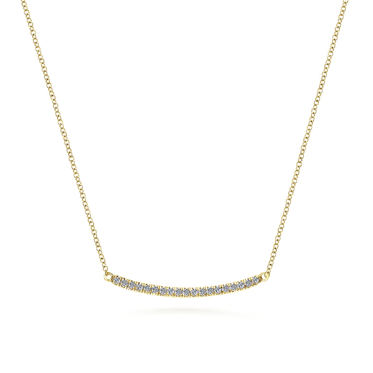 14K Yellow Gold Diamond Bar Necklace - 0.19 ct - Shot 1