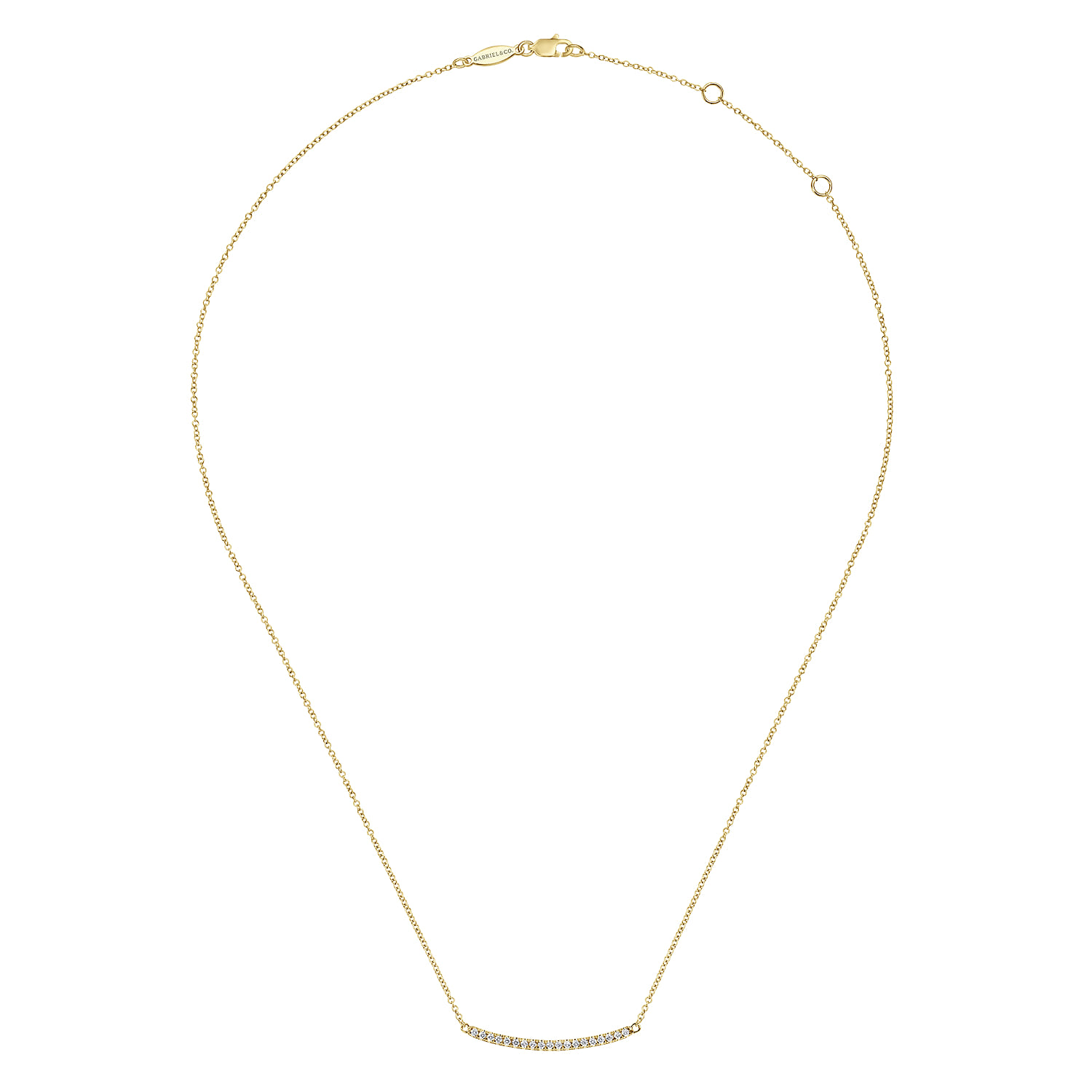 14K Yellow Gold Diamond Bar Necklace - 0.19 ct - Shot 2