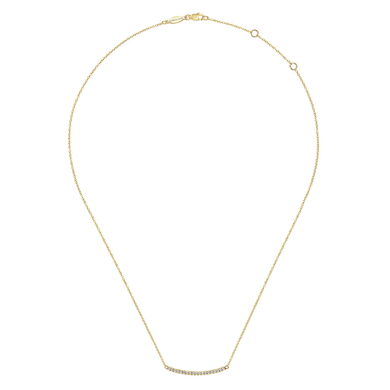 14K Yellow Gold Diamond Bar Necklace - 0.19 ct - Shot 2